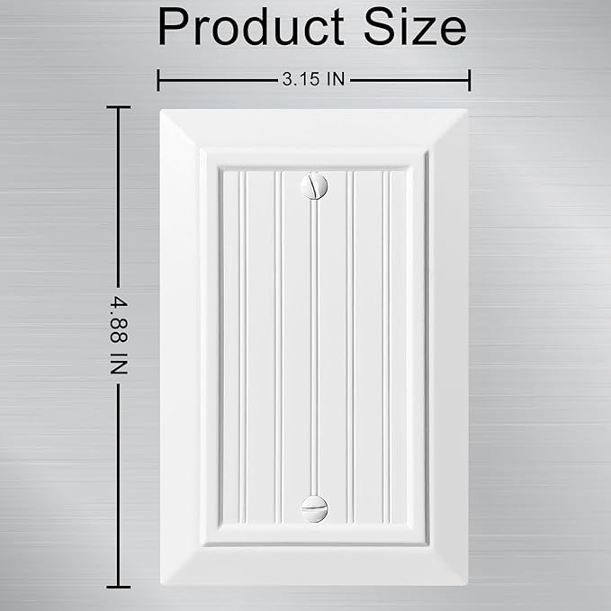 Beadboard Outlet Covers Wall Plates, Bamboo Fiber Light Switch Covers, Natural Material Electric Receptacle Decorative Switch Plate Outlet Cover (Pure White, 1 Gang Blank 4 Pack)