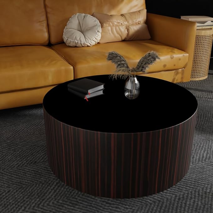 Round Table Mat - 1.8mm Thick,Dia.23 Inch Waterproof & Easy to Clean Protects Table Surfaces Conceals Scratches & Flaws for Coffee Tables & Dining Tables(Black+Black Dia.23Inch)