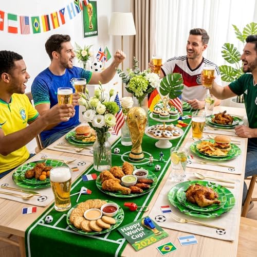 I00000 20 Green Plastic Soccer Plates, Disposable Plates for Soccer Party - Image 3