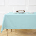 Solino Home Linen Tablecloth for Rectangle Tables 60 x 108 Inch - Classic Hemstitch 100% Pure Linen Aqua Blue Table Cloth - Machine Washable Cloth Tablecloth for Spring, Easter