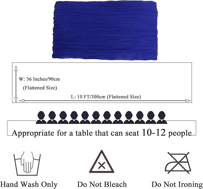 FUHSY Blue Cheesecloth Table Runner 5 Pack 10FT Cheese Cloth Table Runner Rustic Gauze Cheesecloth Table Runner Royal Blue Runners for Tables Boho Table Decorations for Wedding Birthday Party Events