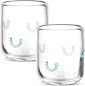 Icon Juice Glasses, 14oz Stemless Wine Drinking Juice Glass Cup for Valentine Party Supplies Gift(2 Pcs,Horseshoe)