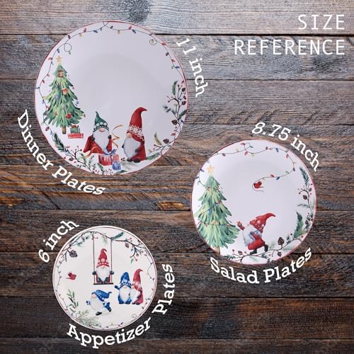 Bico Christmas Gnomes Appetizer Plates Set of 6, 6 Inch Small Ceramic Dessert Plates for Snacks, Salad, Tablescape, Microwave and Dishwasher Safe, Gift for Housewarming and Thanksgiving - Image 5