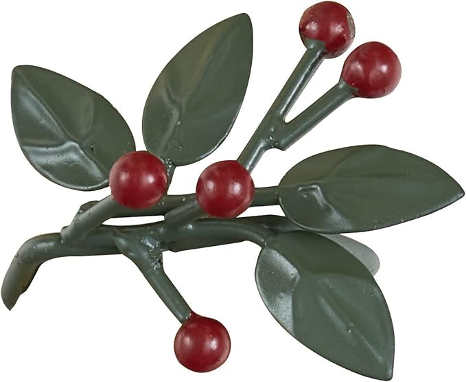 Park Designs Leaves and Berries Napkin Ring Set of 4 | Holiday Metal Napkin Holders with Festive Figural Berry & Leaf Design | 2" H x 3" W x 2" D | Rustic Farmhouse Christmas Table Decor