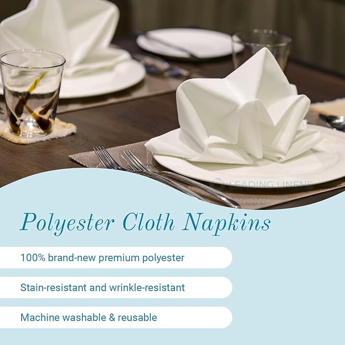 Polyester Cloth Napkins - Washable Soft Table Linens - Durable & Elegant for Dining, Restaurants, Weddings, Events, Rentals, Banquets, & Parties - Premium Quality Set of 250, Navy Blue, 17"x17"