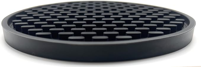 Happitasa 4.25 Inch Bar Mat Style Silicone Beverage Coasters, Set of 6 with Holder (Black)
