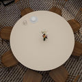 Round Table Cover - Can Be Used On Both Sides Waterproof and Easy to Clean Good Flatness Used for Dining Table(Light Beige+Light Gray Dia.54Inch)