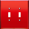 LIDER Double Toggle Switch Acrylic Wall Plate, Mirrored Dual Light Switch Plate, Plexiglass Switch Cover, Reflective Finish, Modern Decoration Upgrade, Oversized 2-Gang 5.25" x 5.25", Red