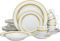 20-pc Luxury Dinnerware Set w/ 24K Gold Ornament, HQ Dining Tableware Service for 4 (093)
