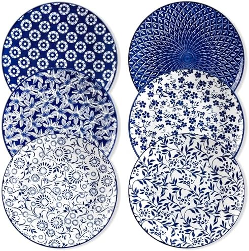 vancasso 10.25" Blue Dinner Plates Set of 6, Porcelain Vintage by vancasso