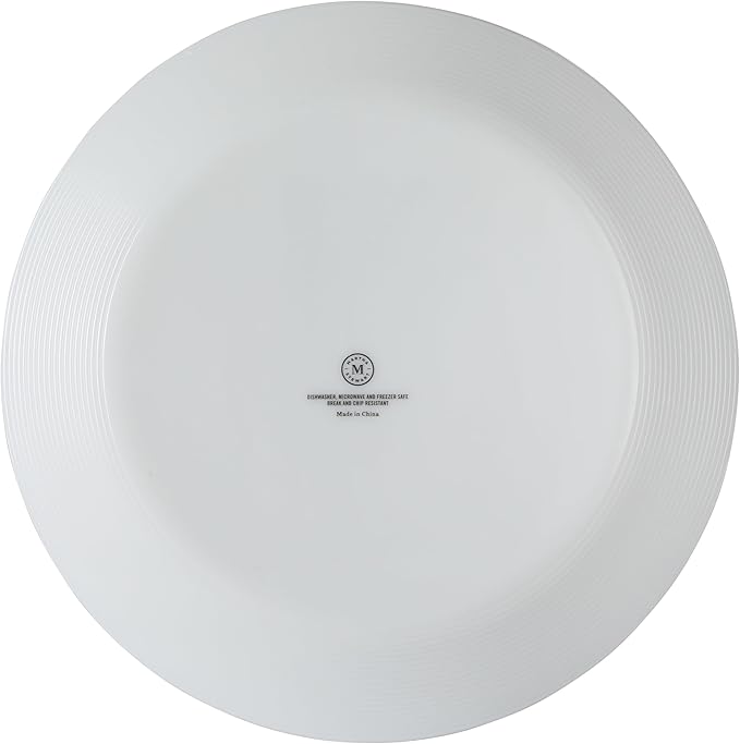 Martha Stewart Opalton 6-Piece 10-Inch Dinner Plates – Chip and Break Resistant Opal Glass Plates, Durable and Lightweight Dinnerware Set for Everyday Use