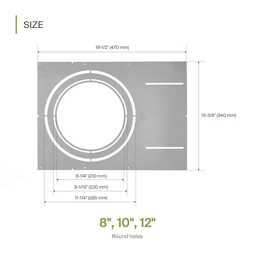 ASD 18 Inch New Construction Mounting Plate with Asymmetric Round Hole - 8/10/12 Inch Flat Steel Rough in Wafer Light Bracket, Shallow LED Recessed Lighting Housing, 6 Pack