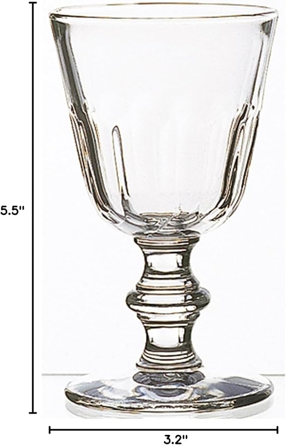 La Rochere Perigord Wine Glasses Set of 6 – Classic French Stemware Glasses with Faceted Ribbed Bowl – Pressed Glass Wine Cups for Elegant Entertaining (6.4 Oz)