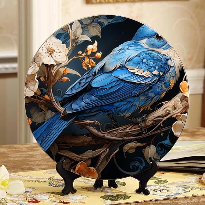 Illustration in Art Nouveau Style 10-inch Ceramic Decorative Plate Suitable for Living Room, Kitchen & Office, with Stand & Wall Mount Option DP-092201631