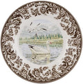 Spode Woodland Snow Goose Salad Plate - 8 Inch Fine Porcelain with British Flowers Border, Microwave, Freezer, Oven & Dishwasher Safe - Rustic American Wildlife Tableware, Made in England by Spode