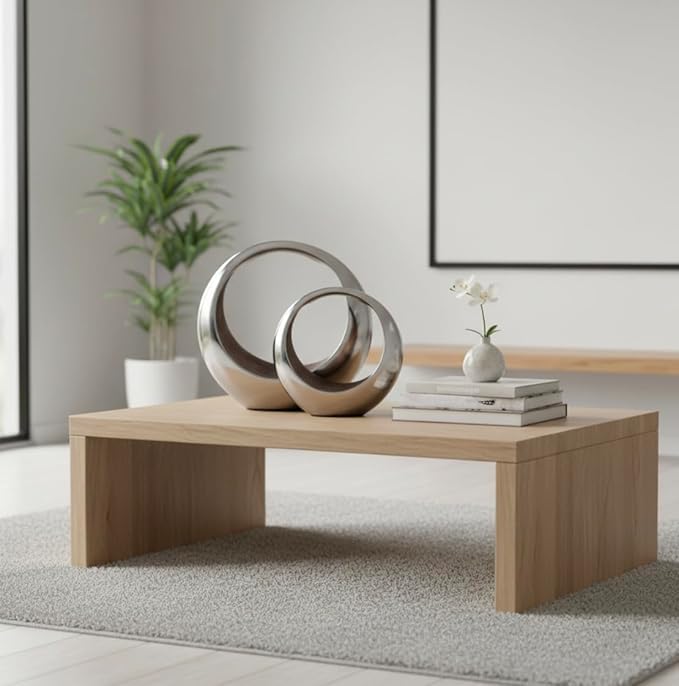 Modern Day Accents 3502 Small Anillo 2-Tone Decorative, Aluminum, Tabletop, Accents, House Decor, Bowl, Modern, Engagement Wedding Trays, Ring Display Stand, Key Holder 11"L x 7"W x 11"H, Brown Silver