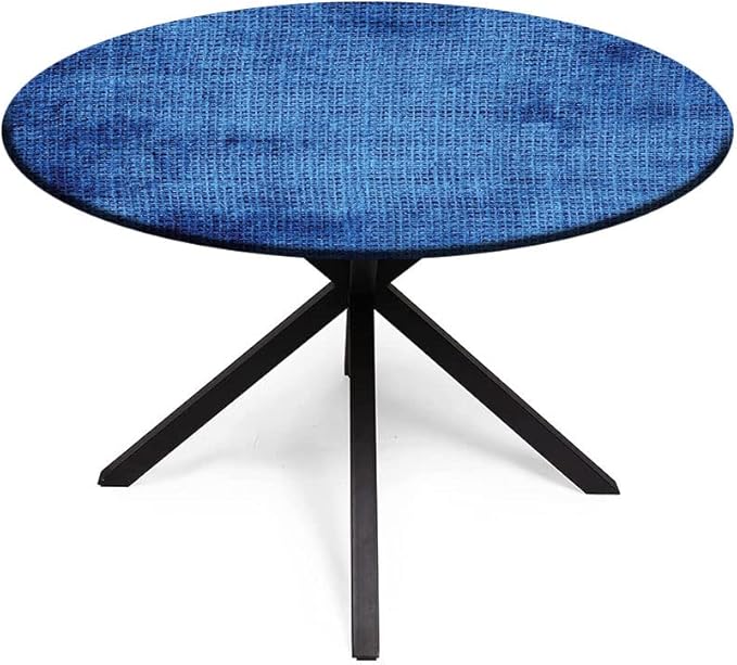 Elastic Tablecloth, Navy Blue Deco Decorative Fabric Table Cover for, Faded Burlap Texture Old Fashioned Grunge, Fit Round Tables 23inch Diameter, Buffet Table/Parties/Holiday Dinner, Royal Blue
