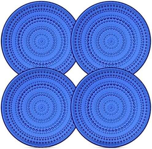 Cobalt Blue Hobnail Glass Plates Set of 4 8 Inch Small Plates by Yungala