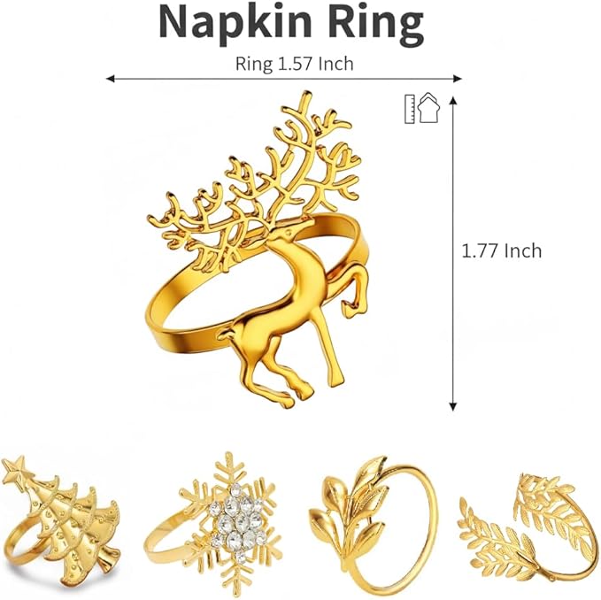 100 Pcs Gold Napkin Rings Bulk Delicate Napkin Holder for Dining Wedding Party Banquet Table Decroration Christmas and Daily Use