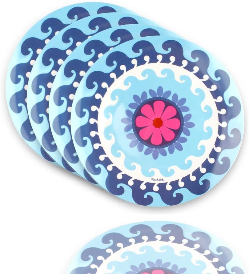 French Bull Plates - 4 Piece Set - 9 inch Melamine Salad Plates Set of 4 - Melamine Dinnerware for Indoor and Outdoor - Sus by FrenchBull