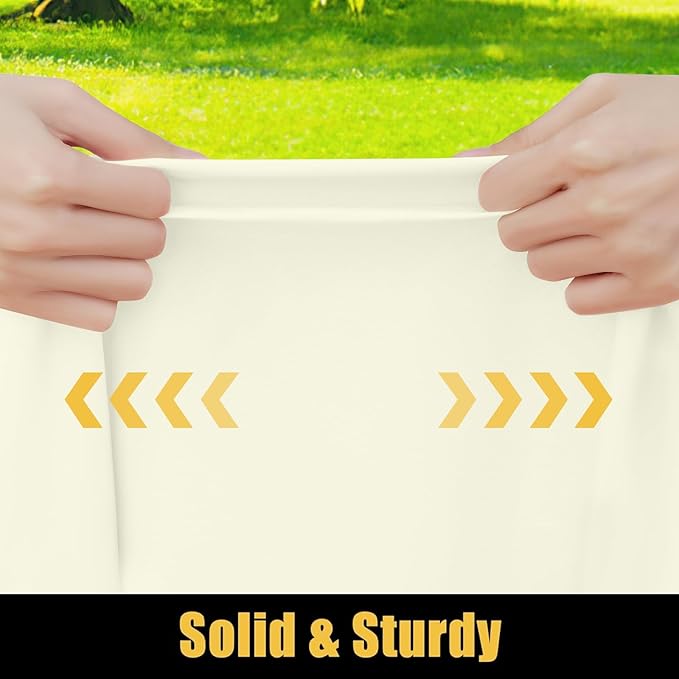 Smiry Rectangle Picnic Table Cloth, Waterproof Elastic Fitted Tablecloths for 6 Foot Tables, Washable Polyester Table Cover for Camping, Indoor and Outdoor (Beige, 30"x72")