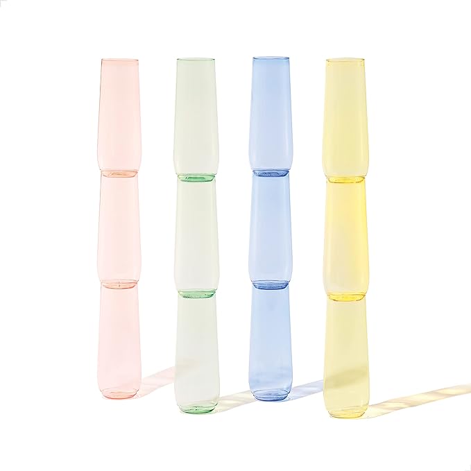 TOSSWARE POP 9oz Flute - Color Series SET OF 12, Premium Quality, Recyclable, Unbreakable & Crystal Clear Plastic Champagne Glasses