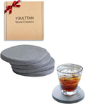 Diatomaceous Earth Coasters,3.9"x3.9", Quick-Dry, Absorbent, Heat-Resistant, Modern Stone Design, Dark Gray, Irregular Shape (4, Grey)