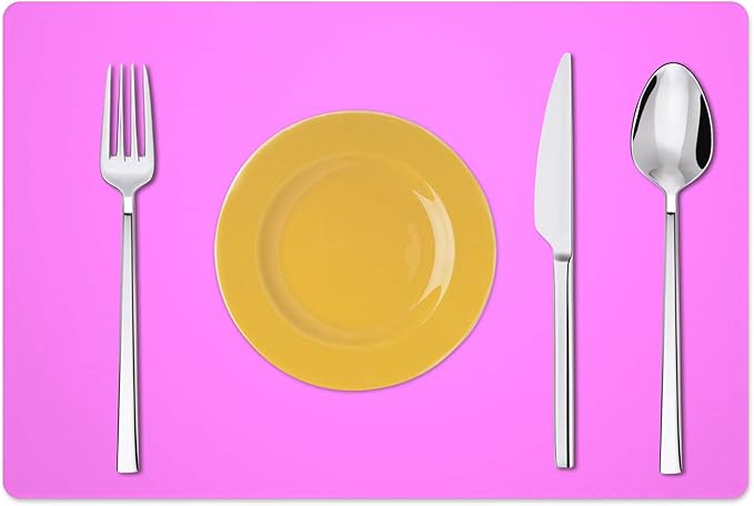 Silicone Placemats, Food-Grade Non-Slip Waterproof, Dining, Stain Resistant, Countertop Protector, Kitchen Counter Mat, Heat Resistant, Baking mat Dishwasher Safe (23.6"×15.7"-2pack, Rose)