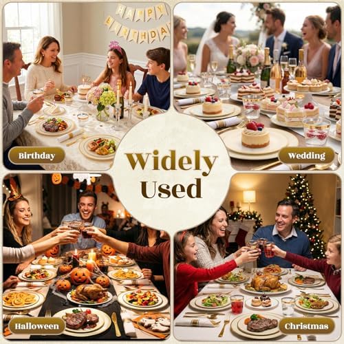 Ivory Gold Dinnerware Set Disposable Plates for 175PCS 25 Guests - Image 7