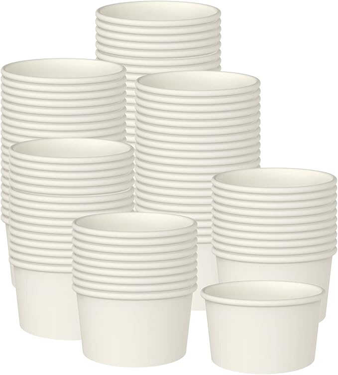 Axe Sickle 200 Pcs 9 Ounce Paper Ice Cream Cups Disposable Dessert Bowls for Hot or Cold Food, Sundae, Frozen Yogurt, Soup, White