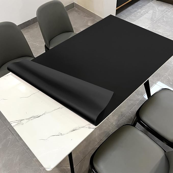 Table Cover - 30x64 Inch Waterproof Easy to Clean Can Conceal Flaws Protector The Table Top from Scratches Used for Dining (Black+Black 30x64)