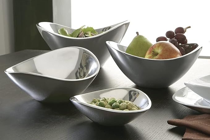 nambe Butterfly Bowl Grande | For Hot and Cold Foods, Salads, Fruit | Made of Metal Alloy | Oven and Freezer Safe Serving Bowl for Entertaining, Decorative Centerpiece for Kitchen | Silver, 16-Inch