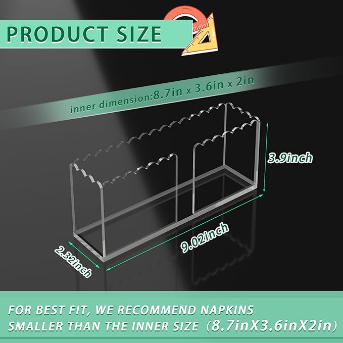 Transparent Acrylic Napkin Holder Clear Guest Paper Disposable Hand Towel Dispenser Tray Organizer For Table Home Kitchen Restaurant and Hotel Business