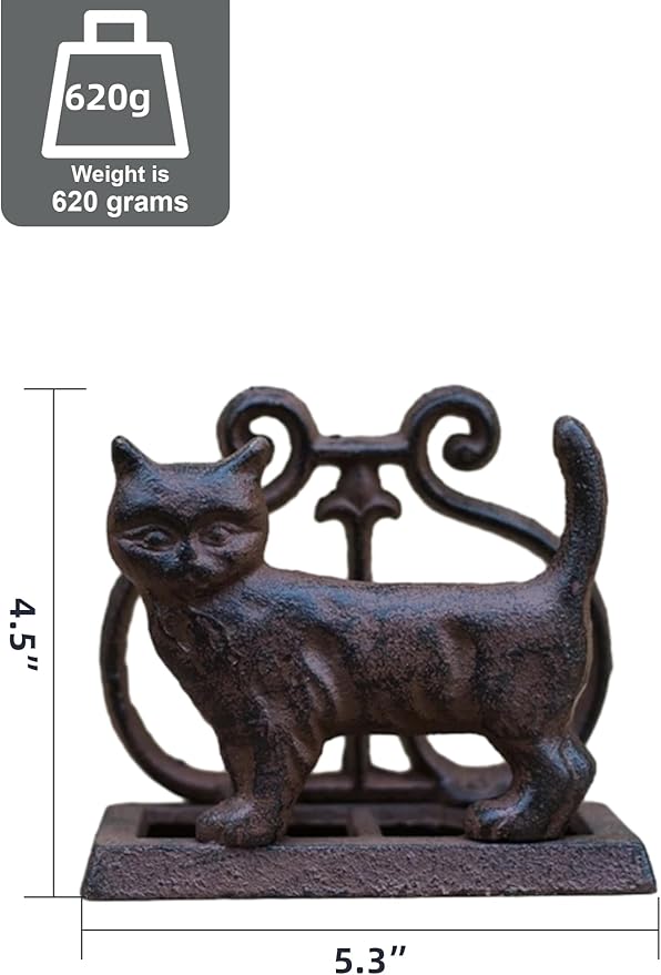 Exquisite Vintage Cast Iron Napkin Holder With Playful Standing Animal Motif - Elevate Elegance And Functionality In Your Table Setting (Cat)