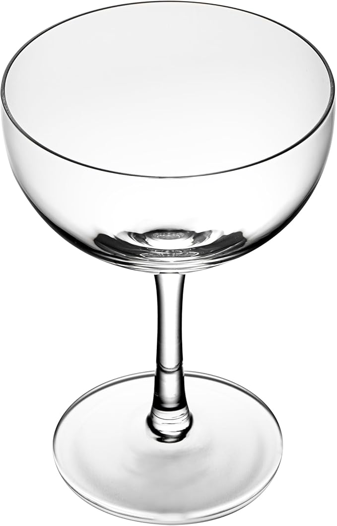 Restaurantware Coupe Cocktail Glasses 6 Count 8 Ounce Lead-Free Stemmed Drinkware Clear Glass Wide Bowl Elegant Design Sturdy Foot