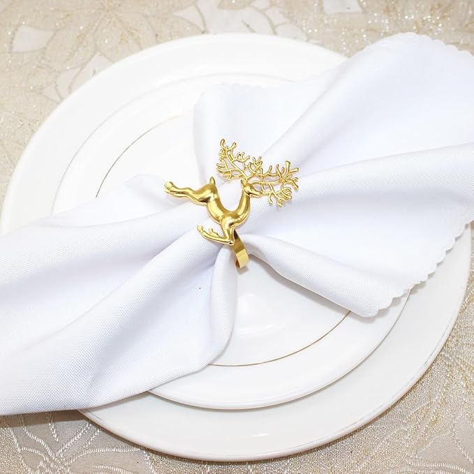 [New Napkin Rings Set of 8 Gold Set of 8 Napkin Rings Christmas, Holidays, Thanksgiving (Deer-3)