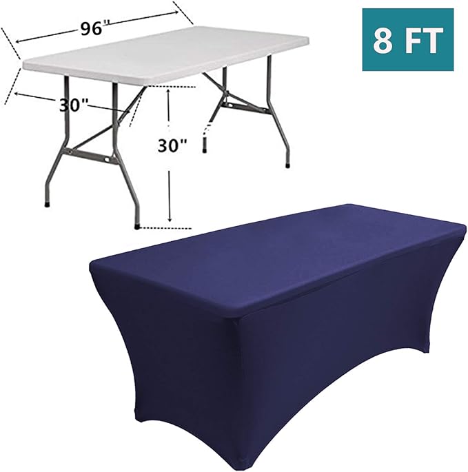 RELIANCER 1 Pack Stretch Spandex Table Covers for Rectangular Tables,8FT Elastic Fitted Tablecloth,Universal Rectangular Table Cloth Protector for Outdoor Party,Wedding,Bar,Birthday,Banquet,Events
