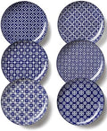Metahom 10" Dinner Plates Set of 6, Ceramic Serving Plates, Blue & White by Metahom