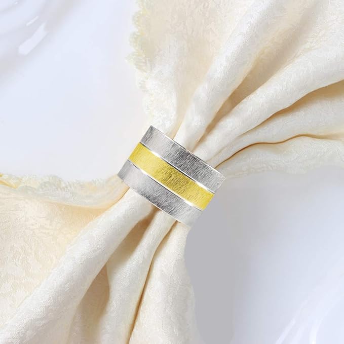 Picowe Napkin Rings, Set of 6 Elegant Metal Buckles Decorative Napkin Ring for Dining Table Parties Wedding, Christmas, Thanksgiving Day Dinner