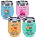 4PCS 12 oz Insulated Wine Tumbler with Lid, Funny Dumpster in Fire Stainless Steel Travel Tumbler Cups, Stemless Double Wall Vacuum Travel Mug for Coffee Wine Cocktail, Novelty Gifts for Women