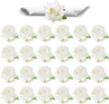 Set of 24 White Rose Napkin Rings - Handicraft Napkin Holder Table Decor for Wedding, Thanksgiving, Banquet, Christmas, Birthday Party