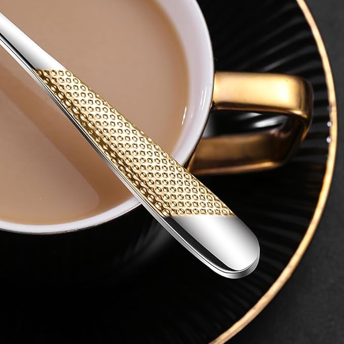 60-piece Luxury Gold-plated TWEE Silverware Set for 12 Palace Style Stainless Steel Flatware Cutlery Serving Utensils Eating Tableware for Home Kitchen Hotel Restaurant Mirror Polished