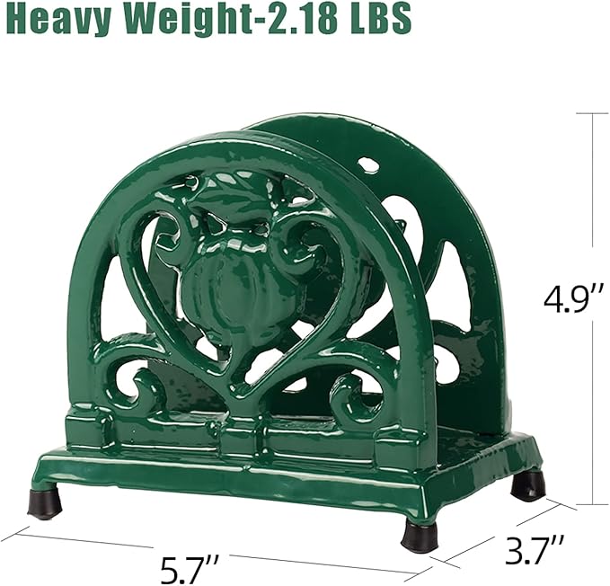 Napkin Holder for Table - Vintage Farmhouse Kitchen Restaurant Cast Iron Napkin Holder for Dinner Cocktail Paper Napkins, Green