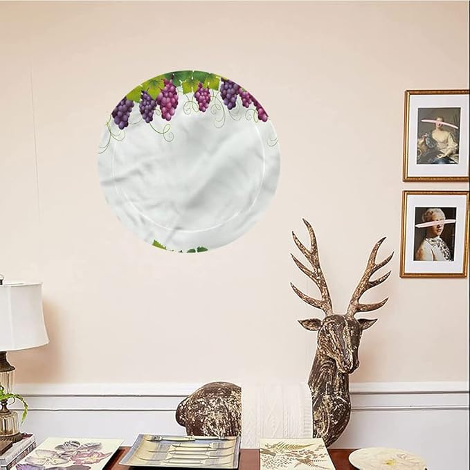 Ceramic Plates, Vineyard Decorative Ceramic Plates, Leaves and Ripe Grapes, 7 Inch, for Dining, Parties, Wedding, Multicolor