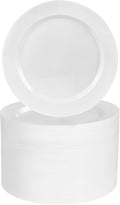 BESTVIP 100PCS 7 Inch White Plastic Dessert Plates, Disposable Plate for Appetizers, Small Cakes, Small Heavy Duty Disposable Plastic Plates for Parties, Wedding, Christmas, Thanksgiving and Birthday