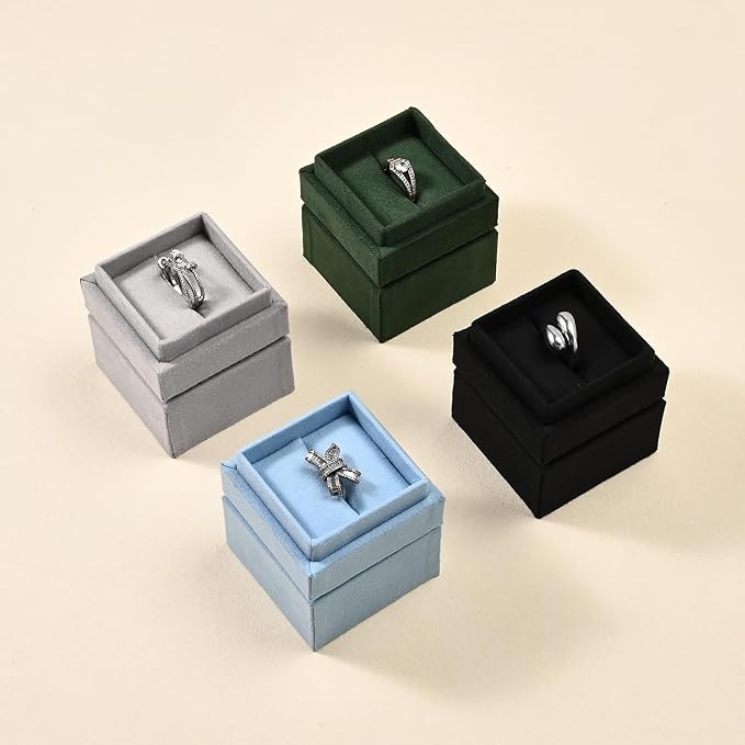 Oirlv Ring Gift Box with Lid Magnetic Boxes for Wedding Proposal Gift Birthday Present with Card(Blue)