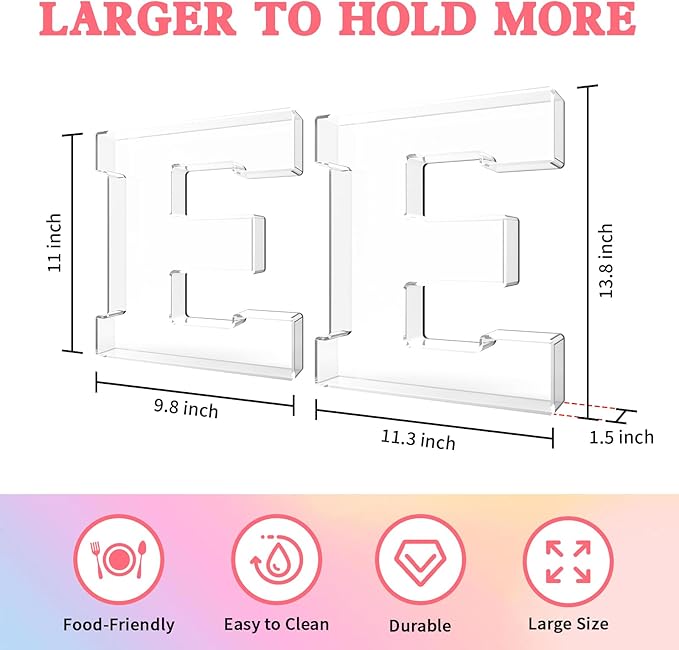 13.8" Acrylic Letter Charcuterie Tray, Charcuterie Letters Fillable Box for Food, Reusable Serving Cake Candy Dish Display Tray for Birthday Anniversary Party Decoration (Letter E)