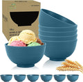 Wheat Straw Bowls Set of 6, Unbreakable 10 OZ Small Bowls Set for Snack, Appetizers, Desserts, Microwave & Dishwasher Safe Alternative Plastic Bowls Reusable, Blue