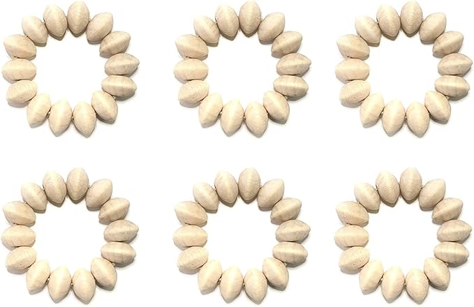 Napkin Rings Set of 6 - Wooden Beads Napkin Rings | Rustic Wooden Napkin Ring Holder for Table Decoration - Handmade LEBEJUA Napkin Ring with Wood Beads & Jute Twine - Farmhouse Holder for Napkins