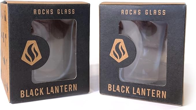 Black Lantern Whiskey Glasses Set of 2 – Glasses for Cocktails Bourbon Scotch Whiskey with Gift Box - Old Fashioned Glasses - 11oz Heavy Base Tumblers for Everyday Use (Vintage Butterfy Chart)